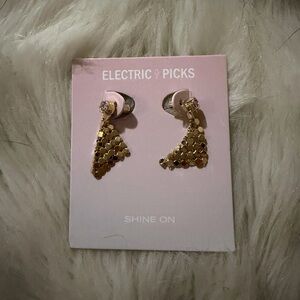 Electric Picks Gold Earrings